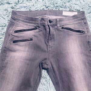 rag & bone Grey Moto Skinny Jeans with Zip Pockets